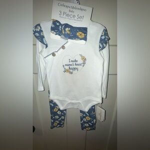 Catherine Malandrino White and Blue Floral Baby Set